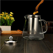 Load image into Gallery viewer, Heat Resistant Glass Teapot With Stainless Steel Infuser Heated Container Tea Pot Good Clear Kettle Square Filter Baskets