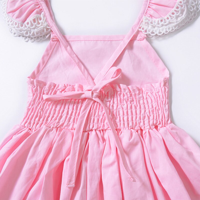 EACHIN Girls Dresses Lace Embroidered Printed Patchwork Dress Princess Dress Children Summer Casual Clothes Baby Girls Sundress