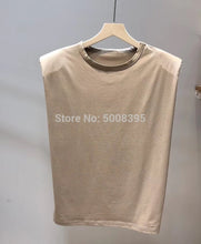 将图片加载到图库查看器,Woman Muscle Sleeeveless Tshirt Shoulder pads Round neck Tops Tees Fashion summer T-Shirts
