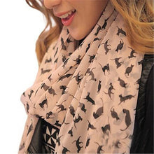 将图片加载到图库查看器,New Fashion Women Chiffon Colorful Printed Sweet Cartoon Cat Kitten Scarf Graffiti Style Shawl Girls Christmas Gift