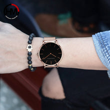 将图片加载到图库查看器,Women Watch 1 set Bracelet Japan Quartz Movement Simple Waterproof Rose Gold Stainless Steel Mesh Ladies watch relogio feminino