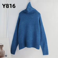 Cargar imagen en el visor de la galería, Aachoae Autumn Winter Women Knitted Turtleneck Cashmere Sweater 2020 Casual Basic Pullover Jumper Batwing Long Sleeve Loose Tops