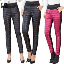 Load image into Gallery viewer, Winter Embroidery trousers women Fashion down Cotton Warm velvet Pants Mom Snow wear Thick straight pants Large Size sweatpants