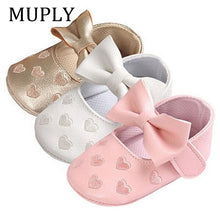 Cargar imagen en el visor de la galería, Baby PU Leather Baby Boy Girl Baby Moccasins Moccs Shoes Bow Fringe Soft Soled Non-slip Footwear Crib Shoes
