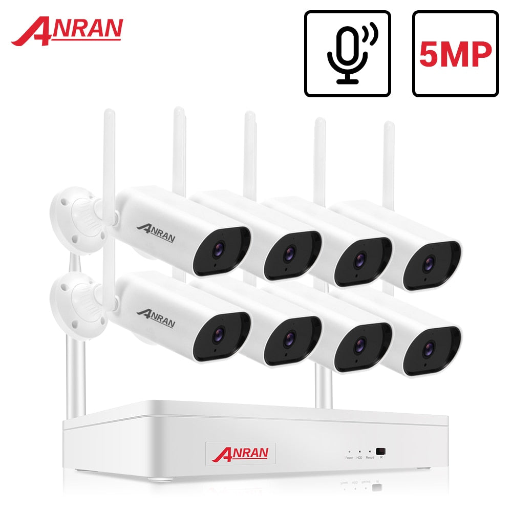 ANRAN 5MP Video Surveillance Kit Audio Camera Wireless NVR Kit Security Camera System 1920P Outdoor Waterproof Security Camera