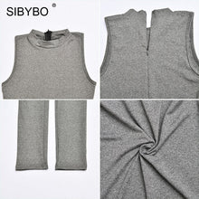 Load image into Gallery viewer, Sibybo Sleeveless Skinny Summer Rompers Womens Jumpsuit O-Neck Invisible Zipper Sexy Jumpsuit Women Solid Sport Casual Overalls