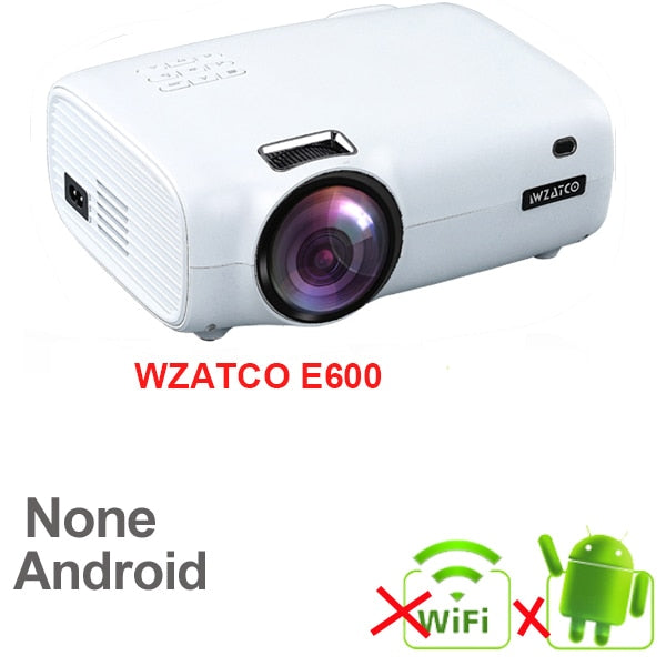 WZATCO E600 Android 10.0 Wifi Smart Portable Mini LED Projector Support Full HD 1080p 4K AC3 Video Home Theater Beamer Proyector