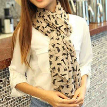 将图片加载到图库查看器,New Fashion Women Chiffon Colorful Printed Sweet Cartoon Cat Kitten Scarf Graffiti Style Shawl Girls Christmas Gift