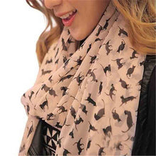 将图片加载到图库查看器,New Fashion Women Chiffon Colorful Printed Sweet Cartoon Cat Kitten Scarf Graffiti Style Shawl Girls Christmas Gift