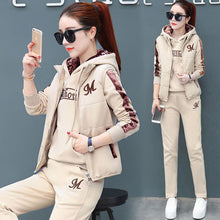 Load image into Gallery viewer, Women Suit Tracksuit Winter 3 Piece Set Hoodies+Vest+Pants Casual Suit Plus Velvet Warm Sporting Women's Suits Female Clothes