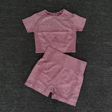 Load image into Gallery viewer, Women Seamless yoga set Fitness Sports Suits GYM Cloth Yoga Long Sleeve Shirts High Waist Running Leggings Workout Pants Shirts