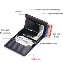将图片加载到图库查看器,DIENQI Carbon Fiber RFID Blocking Men's Credit Card Holder Leather Bank Card Wallet Case Cardholder Protection Purse For Women