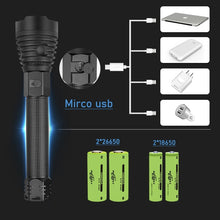 将图片加载到图库查看器,300000 lm xhp90.2 most powerful led flashlight torch usb xhp50 rechargeable tactical flashlights 18650 or 26650 hand lamp xhp70