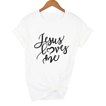 Load image into Gallery viewer, Jesus Loves Me Shirt Women Fashion Christian T-Shirt Religious Shirts Faith Tee 90s Girl Aesthetic Faith Tops Jesus Tee