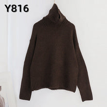 Cargar imagen en el visor de la galería, Aachoae Autumn Winter Women Knitted Turtleneck Cashmere Sweater 2020 Casual Basic Pullover Jumper Batwing Long Sleeve Loose Tops