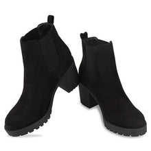 Load image into Gallery viewer, High heel boots Fashion Women Square Heels Slip-On Solid Color 8cm Non-slip Short Boot Round Toe Women Shoes Women's boots #40