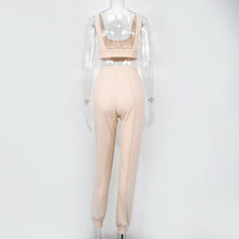 Load image into Gallery viewer, NewAsia Tacksuit Women 2 Piece Set Sleeveless White Ribbed Two Piece Outfits Crop Top Long Pants Plus Size Casual Matching Sets