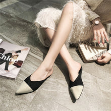 将图片加载到图库查看器,Women's Slippers Fashion Knitting Pointed Women Half Slides Mules Loafers Casual Slipper Female Summer Shoes Flat Sandals