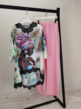 Load image into Gallery viewer, African New Fashion Lace Collar Suit (Dress and Trousers)Bat SLeeve Suit Oversized African For Lady(KSTZ1#)