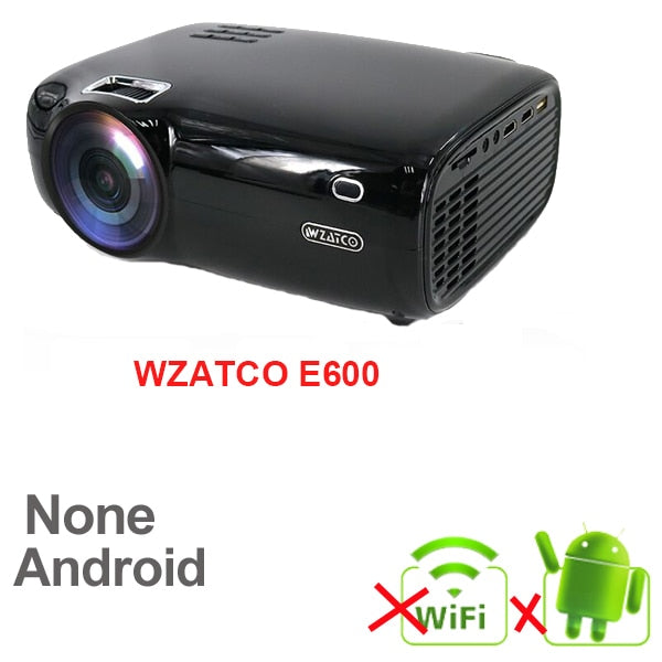 WZATCO E600 Android 10.0 Wifi Smart Portable Mini LED Projector Support Full HD 1080p 4K AC3 Video Home Theater Beamer Proyector