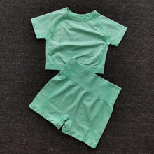 Load image into Gallery viewer, Women Seamless yoga set Fitness Sports Suits GYM Cloth Yoga Long Sleeve Shirts High Waist Running Leggings Workout Pants Shirts