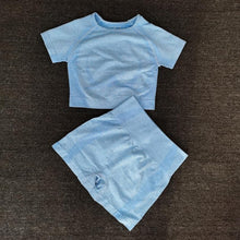 Load image into Gallery viewer, Women Seamless yoga set Fitness Sports Suits GYM Cloth Yoga Long Sleeve Shirts High Waist Running Leggings Workout Pants Shirts