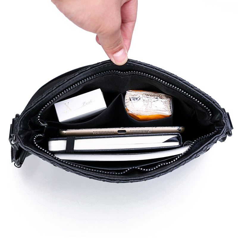 Men's Crossbody Bag Fashion High Quality Genuine Leather Shoulder Bag Casual Black Business Handbag For Phone Travel