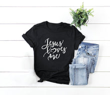 Load image into Gallery viewer, Jesus Loves Me Shirt Women Fashion Christian T-Shirt Religious Shirts Faith Tee 90s Girl Aesthetic Faith Tops Jesus Tee