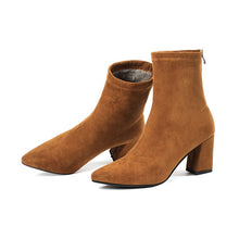 将图片加载到图库查看器,Fashion Ankle Elastic Sock Boots Chunky High Heels Stretch Women Autumn Sexy Booties Pointed Toe Women Pump Size 33-43