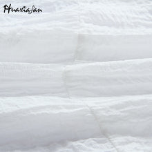 Charger l'image dans la galerie, Huaxiafan women dresses dress white solid dresses Elegant sleeveless bow belt ruffle neck summer holiday mini dress Vestidos