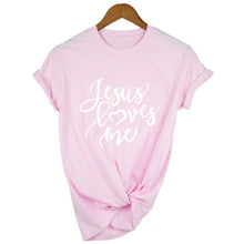 Load image into Gallery viewer, Jesus Loves Me Shirt Women Fashion Christian T-Shirt Religious Shirts Faith Tee 90s Girl Aesthetic Faith Tops Jesus Tee