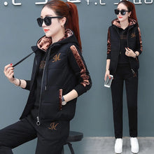 Load image into Gallery viewer, Women Suit Tracksuit Winter 3 Piece Set Hoodies+Vest+Pants Casual Suit Plus Velvet Warm Sporting Women's Suits Female Clothes