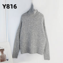 Cargar imagen en el visor de la galería, Aachoae Autumn Winter Women Knitted Turtleneck Cashmere Sweater 2020 Casual Basic Pullover Jumper Batwing Long Sleeve Loose Tops