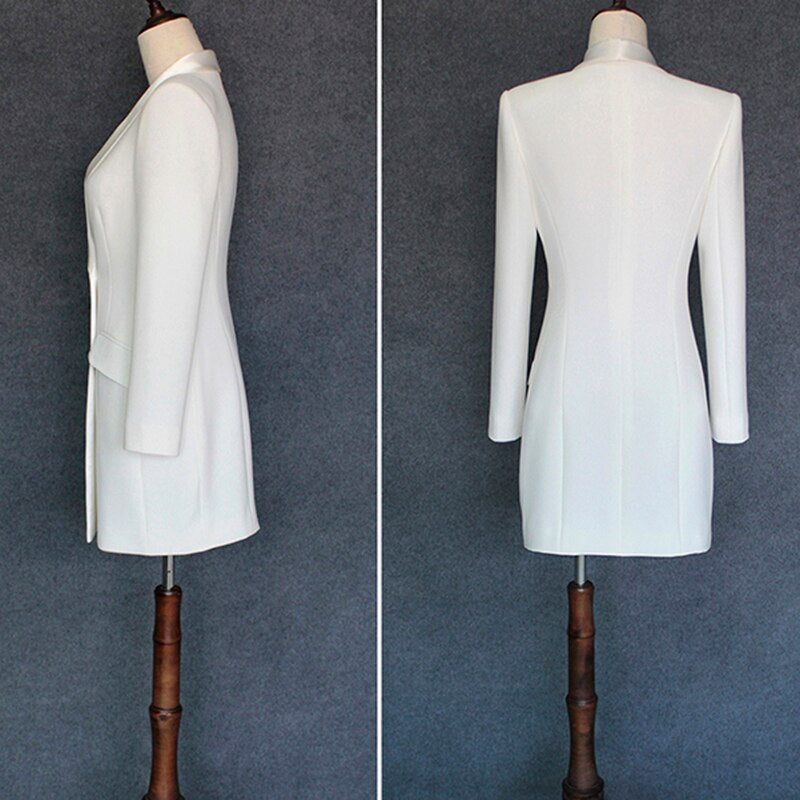 HIGH QUALITY New Fashion 2020 Runway Designer Dress Women's Long Sleeve Double Breasted Notched Collar Dress