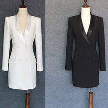 将图片加载到图库查看器,HIGH QUALITY New Fashion 2020 Runway Designer Dress Women's Long Sleeve Double Breasted Notched Collar Dress