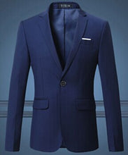 Load image into Gallery viewer, Black Classy Men's Blazer Jacket One Button Slim Wedding Suit Men Solid M-3XL Mens Casual Blazers White Customizable Big Size