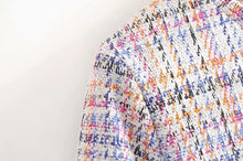 将图片加载到图库查看器,TMODA299 2020 Women Elegant Tweed Mini Dress Tassels Three Quater Sleeve O Neck Female Casual Fashion Chic Dresses Vestidos