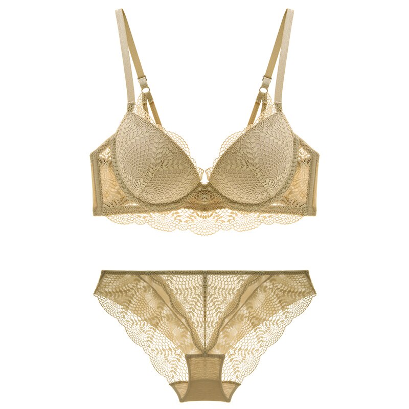 TERMEZY New Women underwear Set Lace Sexy Push-up Bra And Panty Sets Comfortable Brassiere Adjustable Straps Gathered Lingerie
