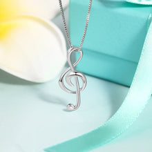 將圖片載入圖庫檢視器 925 Sterling Silver Musical Note Necklaces & Pendants Elegant Pendant Necklace Women Gifts for Girlfriend (JewelOra NE100355)