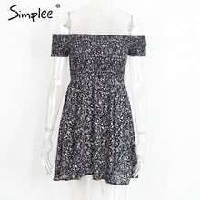 Load image into Gallery viewer, Simplee Off shoulder floral summer dress Vintage high waist beach dress women 2017 Sexy short dresses vestidos