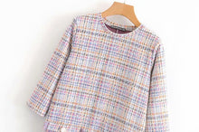 将图片加载到图库查看器,TMODA299 2020 Women Elegant Tweed Mini Dress Tassels Three Quater Sleeve O Neck Female Casual Fashion Chic Dresses Vestidos