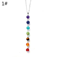 Cargar imagen en el visor de la galería, 7 Chakra Stones Reiki Healing Point Chakra Pendant Charm Pendant Ankh Yoga Jewelry Semi Precious Stone Necklace