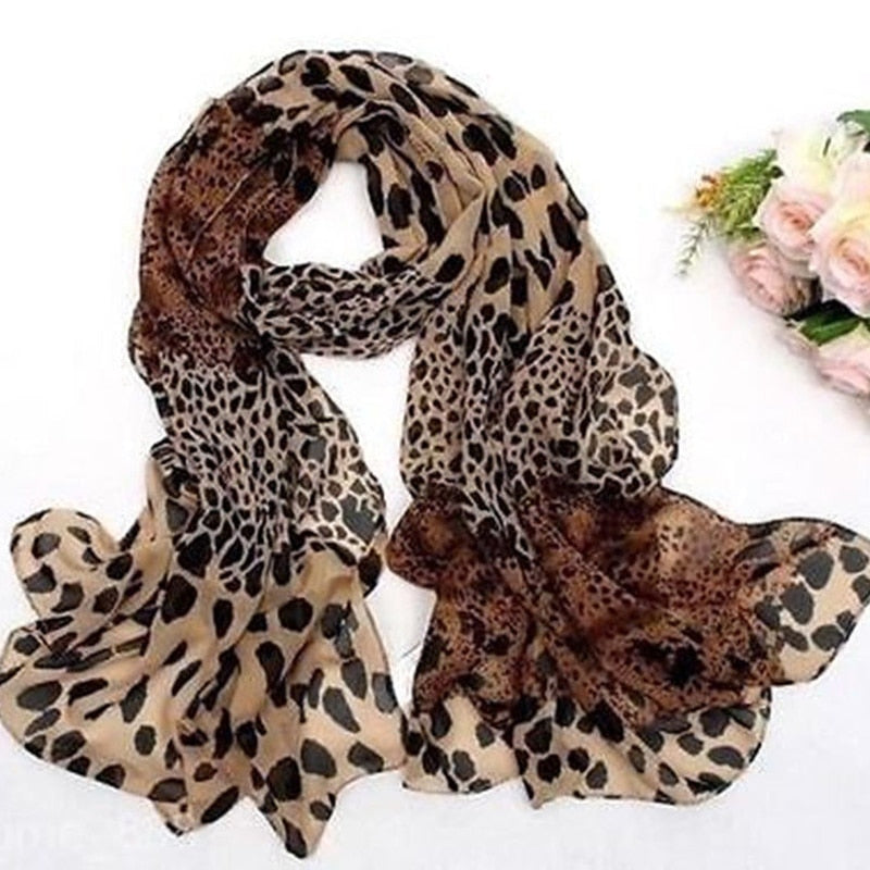 Duan Leopard Brown Autumn And Winter Female Wild Trade Chiffon Scarf Soft Fashion Novelty Wild Scarf Workplace Women Must