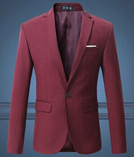 Load image into Gallery viewer, Black Classy Men's Blazer Jacket One Button Slim Wedding Suit Men Solid M-3XL Mens Casual Blazers White Customizable Big Size