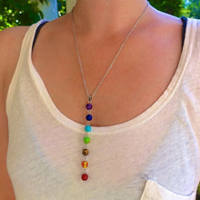 Cargar imagen en el visor de la galería, 7 Chakra Stones Reiki Healing Point Chakra Pendant Charm Pendant Ankh Yoga Jewelry Semi Precious Stone Necklace
