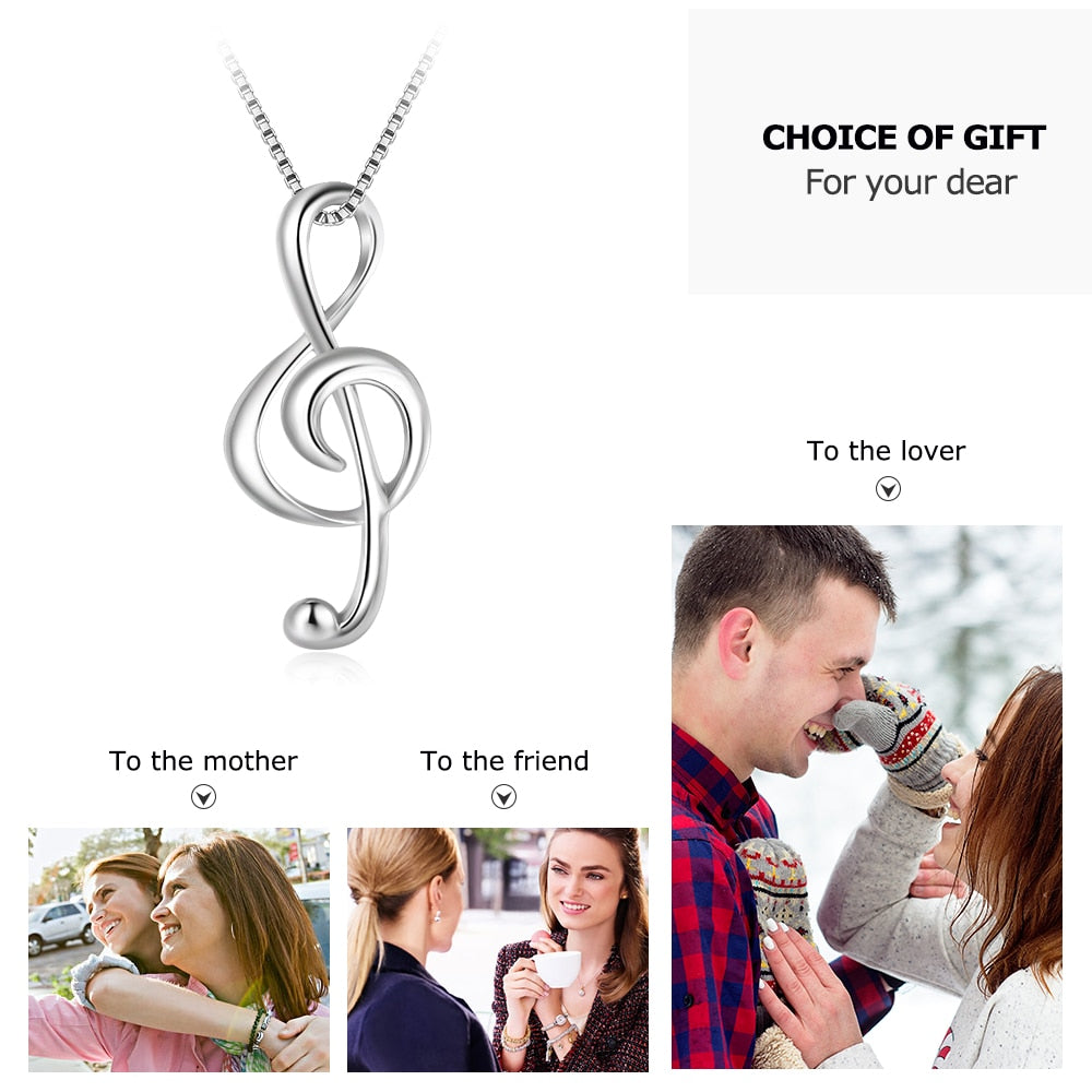 925 Sterling Silver Musical Note Necklaces & Pendants Elegant Pendant Necklace Women Gifts for Girlfriend (JewelOra NE100355)