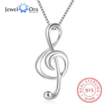 將圖片載入圖庫檢視器 925 Sterling Silver Musical Note Necklaces & Pendants Elegant Pendant Necklace Women Gifts for Girlfriend (JewelOra NE100355)