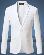 Load image into Gallery viewer, Black Classy Men's Blazer Jacket One Button Slim Wedding Suit Men Solid M-3XL Mens Casual Blazers White Customizable Big Size