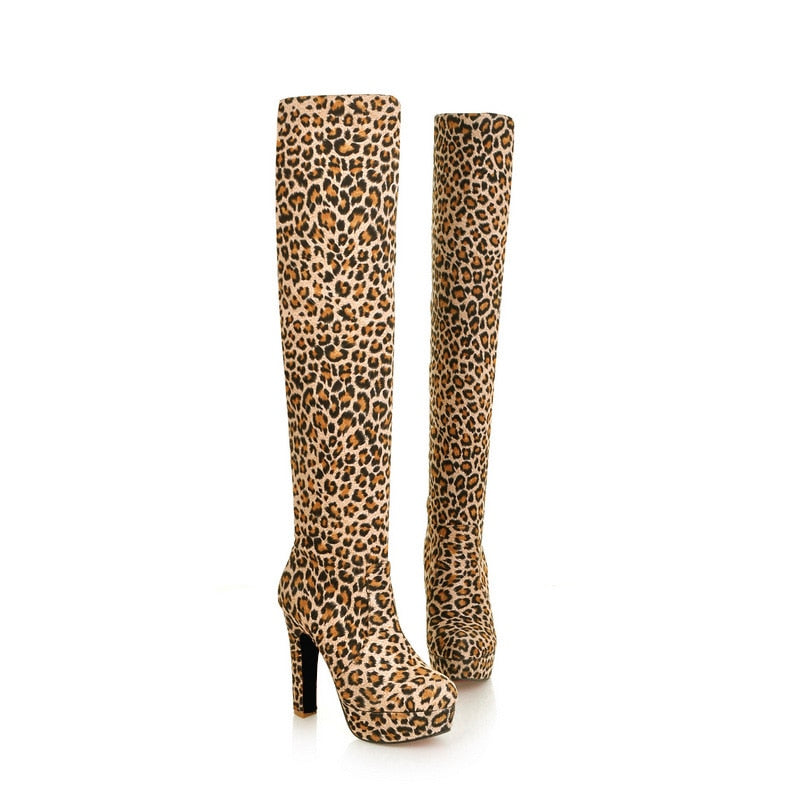 QUTAA 2020 New Women Boots Sexy Fashion Over the Knee Boots Sexy Thin Square Heel Boot Platform Woman Shoes Black size 34-43