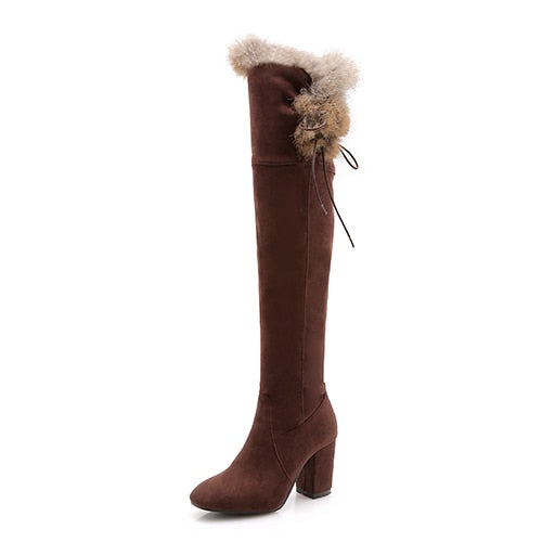 Gdgydh Female Snow Boots Winter Warm Shoes Woman Suede Over the Knee High Booties Shoes High Quality 2019 New Arrival Plush